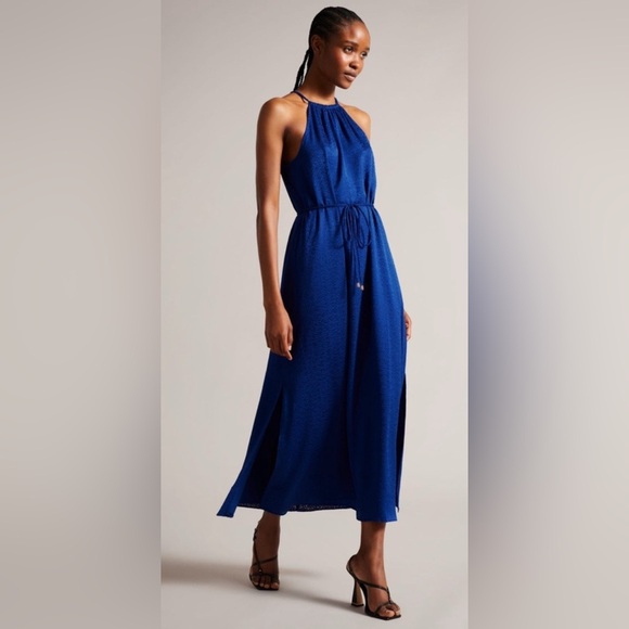 Ted Baker London Blue Halter Maxi Dress - Picture 3 of 6
